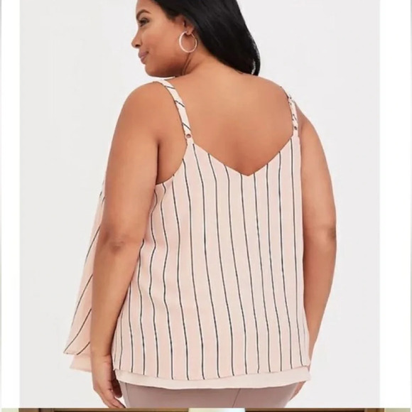 Torrid Pink/Black/White Double Layer Chiffon Striped Cami Top Size 3X 22/24 - Picture 2 of 9